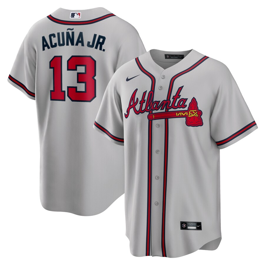 Men's Atlanta Braves Ronald Acuna Jr. Nike Gray Road Replica Player Name Jersey - Puhuasuan