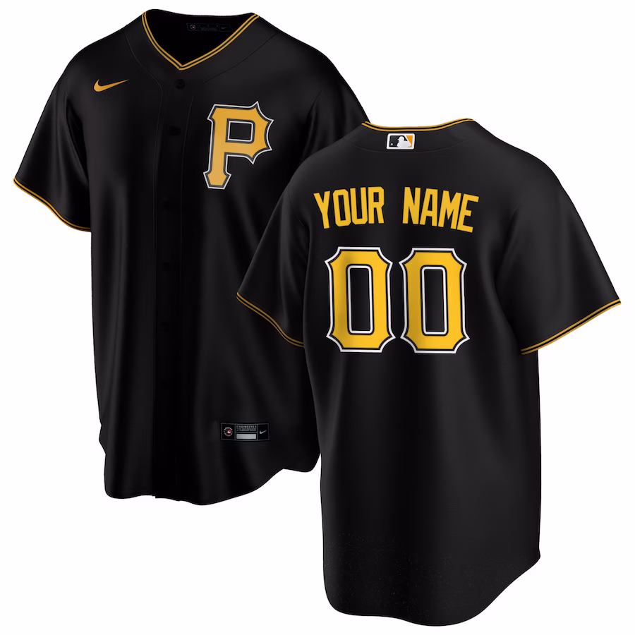 Men's Pittsburgh Pirates Nike Black Alternate Replica Custom Jersey - Puhuasuan