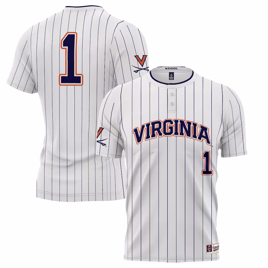 #1 Virginia Cavaliers GameDay Greats Youth Lightweight Softball Jersey - White - Puhuasuan