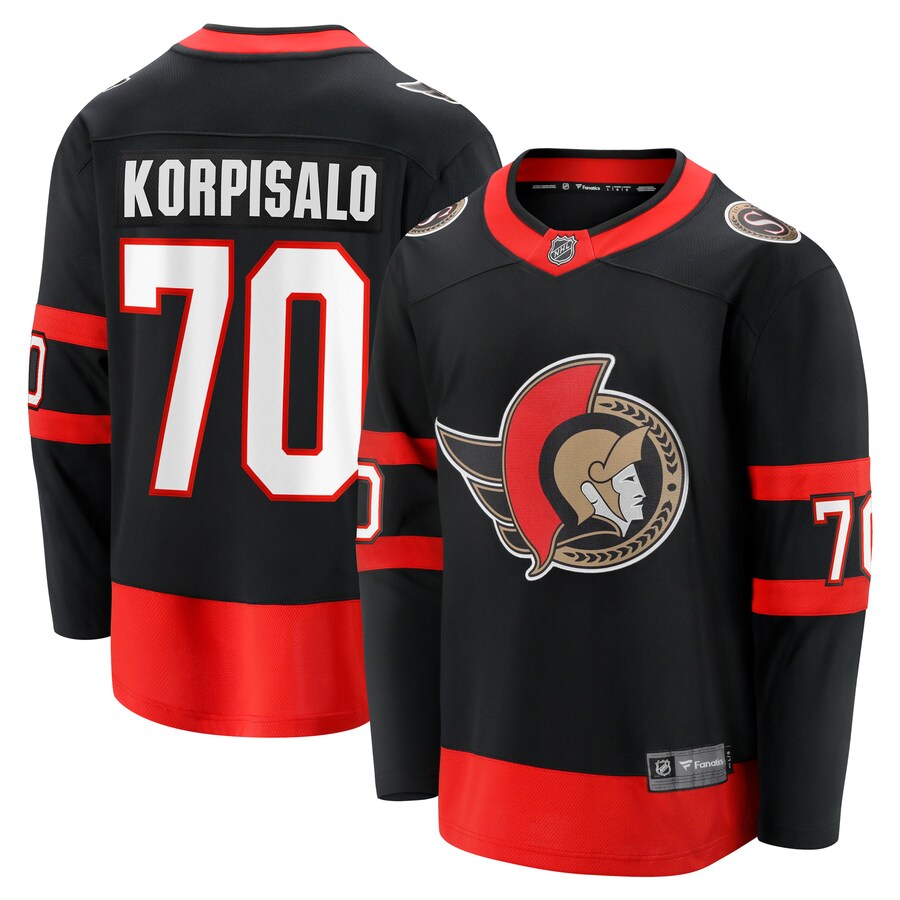 Men's Ottawa Senators Joonas Korpisalo Fanatics Branded Black Home Breakaway Jersey - Puhuasuan