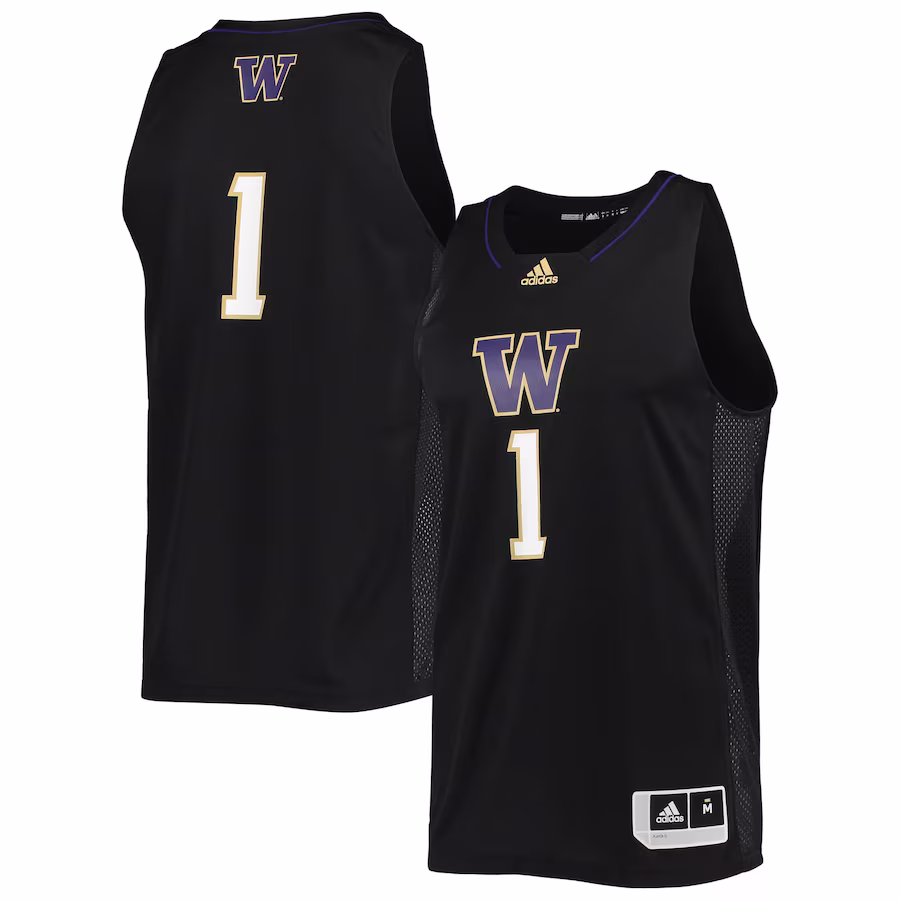 #1 Washington Huskies adidas Swingman Basketball Jersey - Black - Puhuasuan
