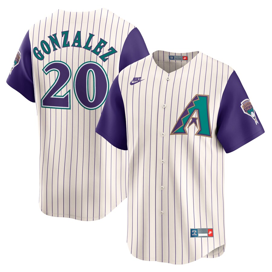 Men's Arizona Diamondbacks Luis Gonzalez Nike Cream Throwback Cooperstown Collection Limited Jersey - Puhuasuan