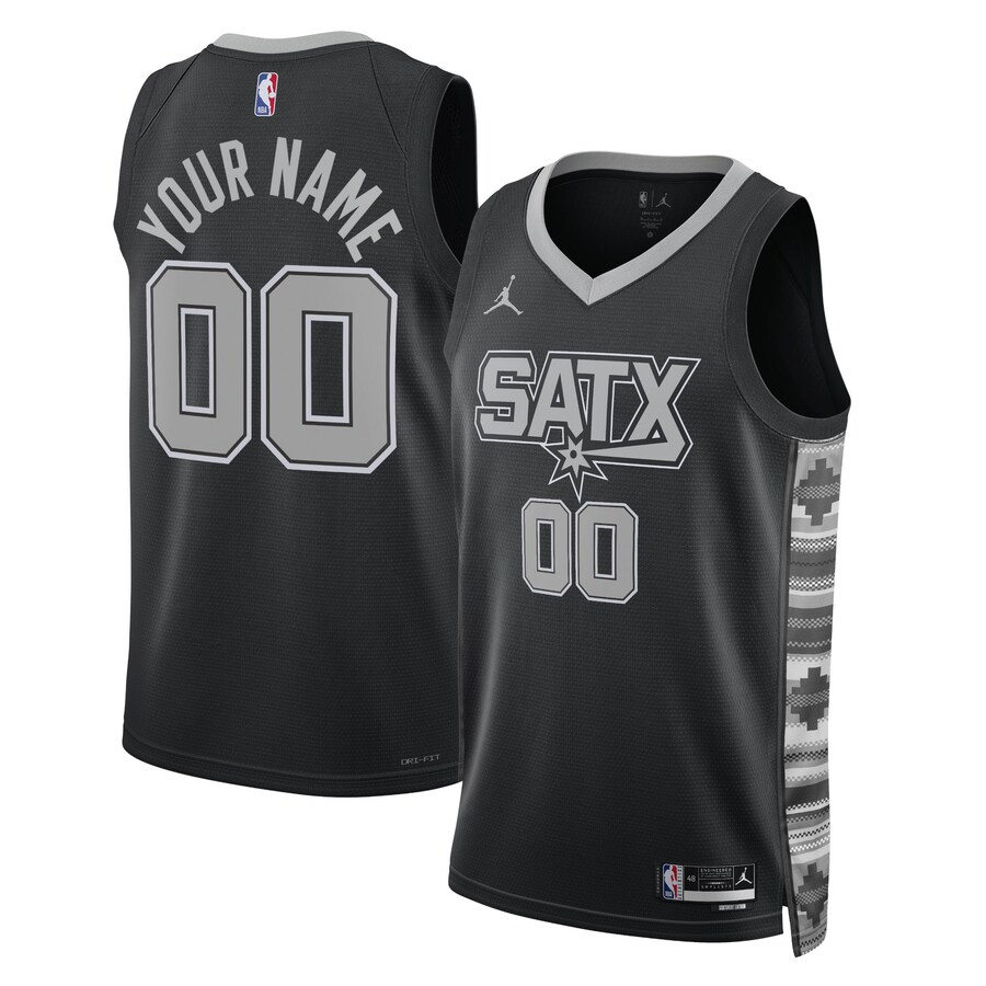 Unisex San Antonio Spurs Jordan Brand Black 2022/23 Swingman Custom Jersey - Statement Edition - Puhuasuan