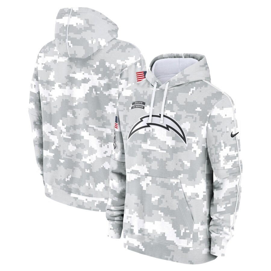 Men's Los Angeles Chargers Nike Arctic Camo 2024 Salute to Service Club Fleece Pullover Hoodie - Puhuasuan