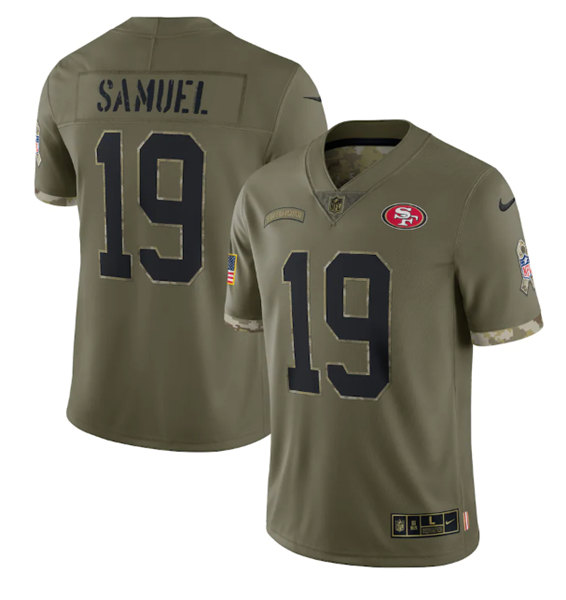 Men's San Francisco 49ers #19 Deebo Samuel 2022 Olive Salute To Service Limited Stitched Jersey - Puhuasuan