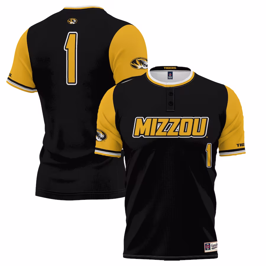 #1 Missouri Tigers GameDay Greats Unisex Lightweight Softball Jersey - Black - Puhuasuan