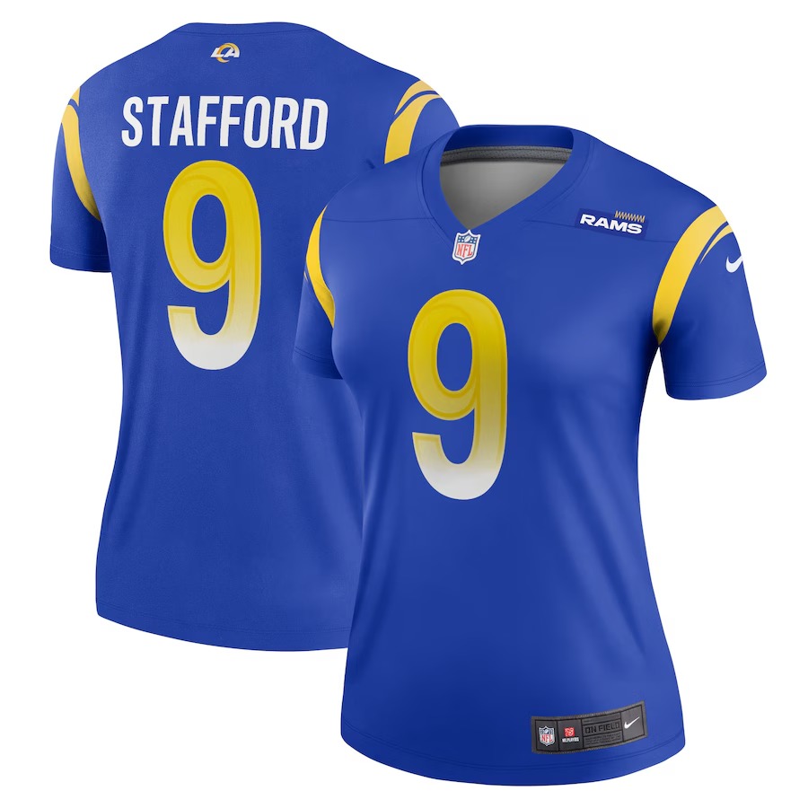 Women's Los Angeles Rams Matthew Stafford Nike Royal Legend Player Performance Top - Puhuasuan