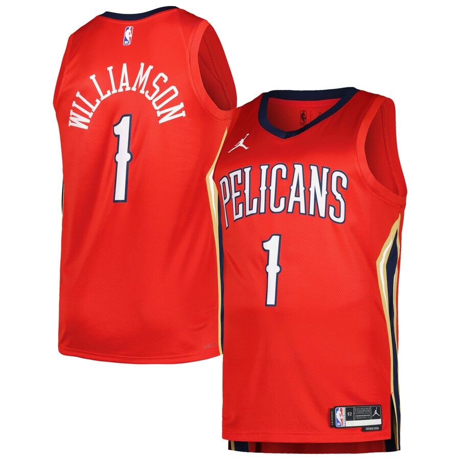 Men's New Orleans Pelicans Zion Williamson Jordan Brand Red Swingman Player Jersey - Statement Edition - Puhuasuan