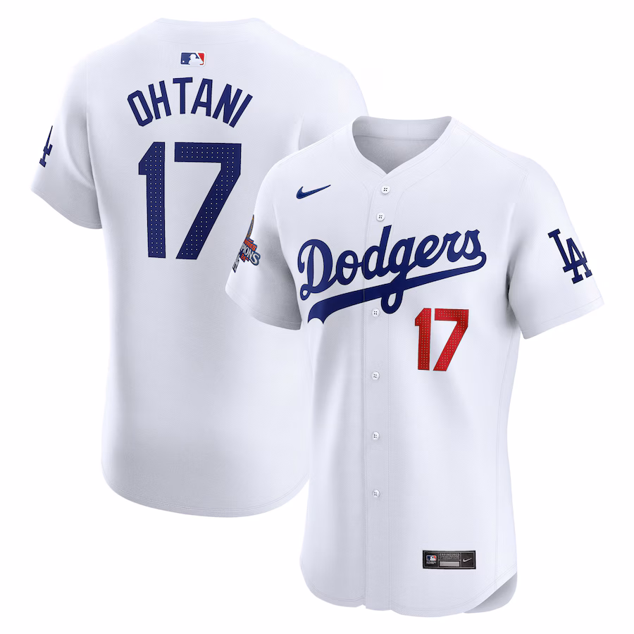 Men's Los Angeles Dodgers Shohei Ohtani Nike White 2024 World Series Champions Home Elite Player Jersey - Puhuasuan
