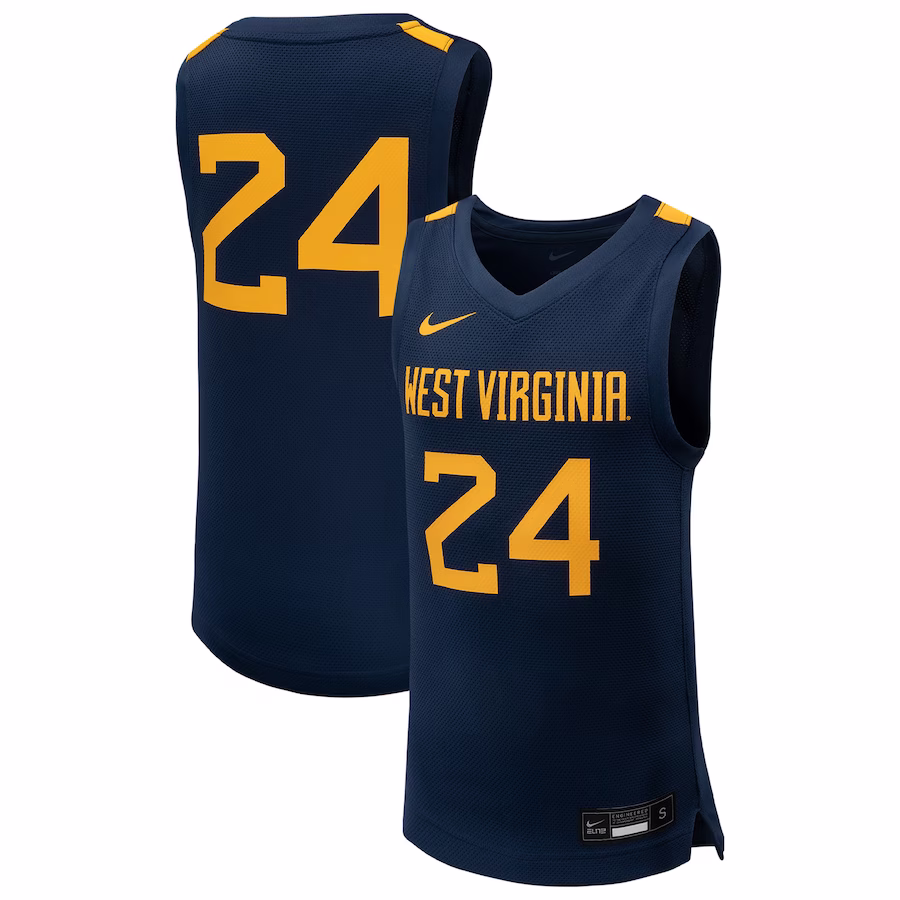 #24 West Virginia Mountaineers Nike Youth Team Replica Basketball Jersey - Navy - Puhuasuan