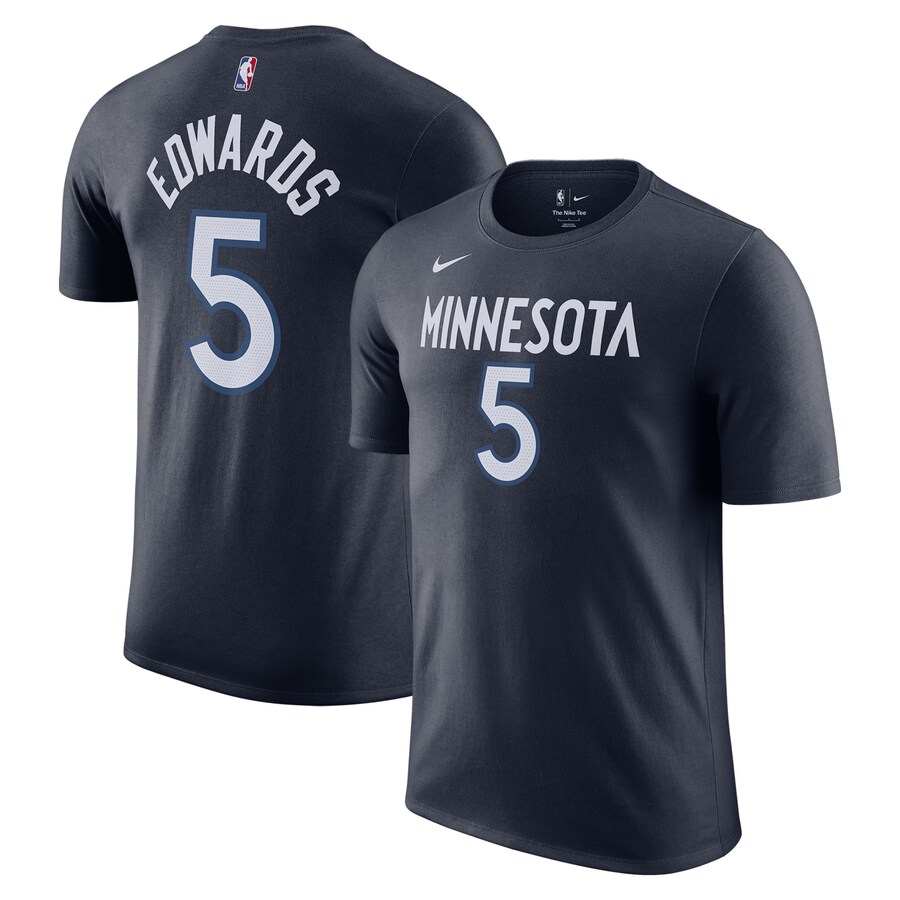 Men's Minnesota Timberwolves Anthony Edwards Nike Navy Icon 2022/23 Name & Number T-Shirt - Puhuasuan