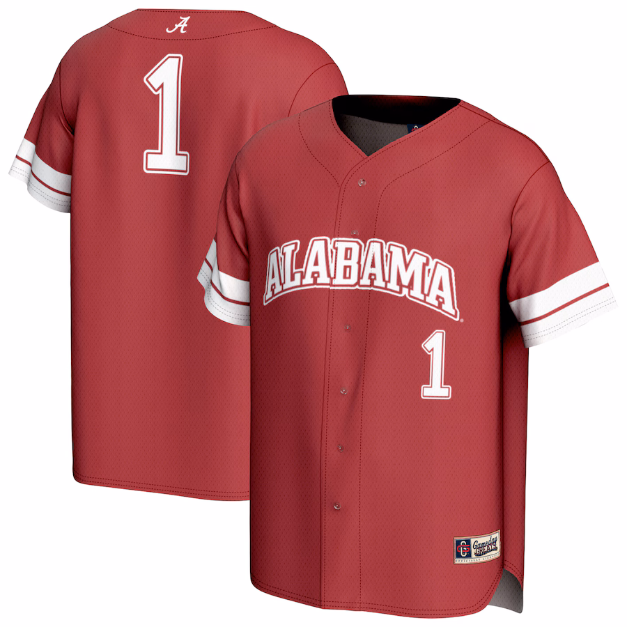 Youth GameDay Greats #1 Crimson Alabama Crimson Tide Lightweight Collegiate Baseball Fashion Jersey - Puhuasuan