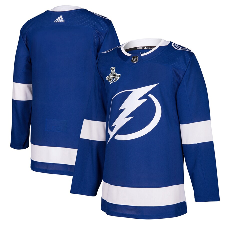 Men's Tampa Bay Lightning adidas Blue 2021 Stanley Cup Champions Patch Authentic Jersey - Puhuasuan
