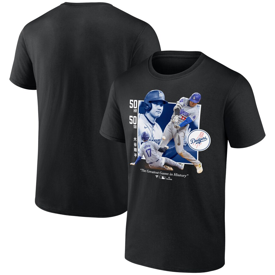 Men's Los Angeles Dodgers Shohei Ohtani Black Greatest Game T-Shirt - Puhuasuan