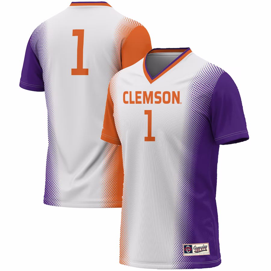 #1 Clemson Tigers GameDay Greats Unisex  Lightweight Women's Soccer Jersey - White - Puhuasuan
