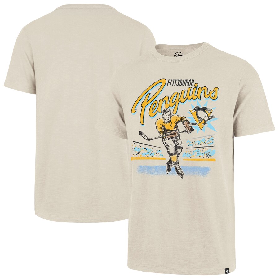 Men's Pittsburgh Penguins '47 Natural Hockey Player Golden Age Scrum T-Shirt - Puhuasuan
