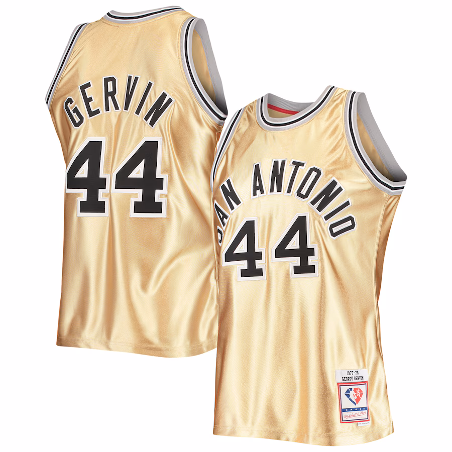 Men's San Antonio Spurs George Gervin Gold Mitchell & Ness 75th Anniversary 1977/78 Hardwood Classics Swingman Jersey - Puhuasuan