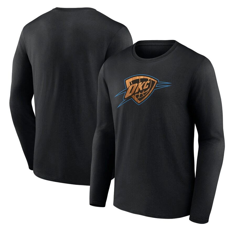 Men's Oklahoma City Thunder  Black Hardwood Long Sleeve T-Shirt - Puhuasuan
