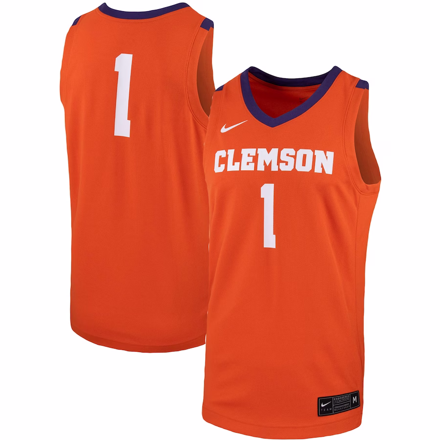 #1 Clemson Tigers Nike Team Replica Basketball Jersey - Orange - Puhuasuan