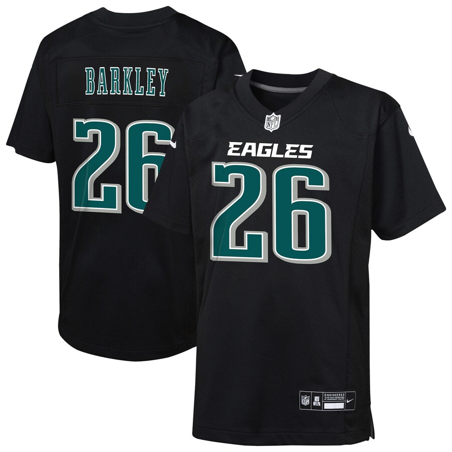 Youth Philadelphia Eagles Saquon Barkley Nike Carbon Black Fashion Game Jersey - Puhuasuan
