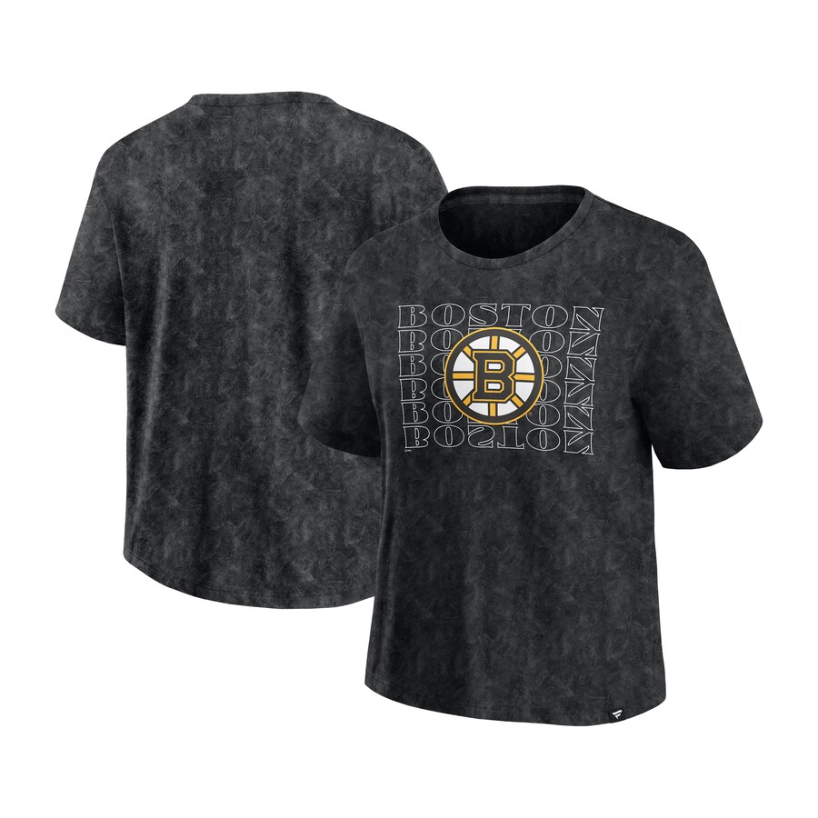 Women's Boston Bruins Fanatics Black Faded Wash T-Shirt - Puhuasuan