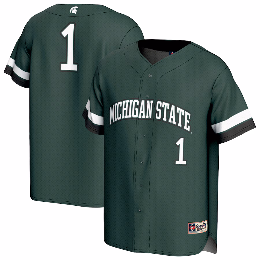 Youth GameDay Greats #1 Green Michigan State Spartans Lightweight Collegiate Baseball Fashion Jersey - Puhuasuan