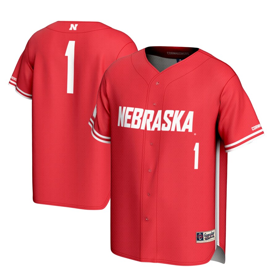 #1 Nebraska Huskers GameDay Greats Youth Lightweight Baseball Jersey - Scarlet - Puhuasuan