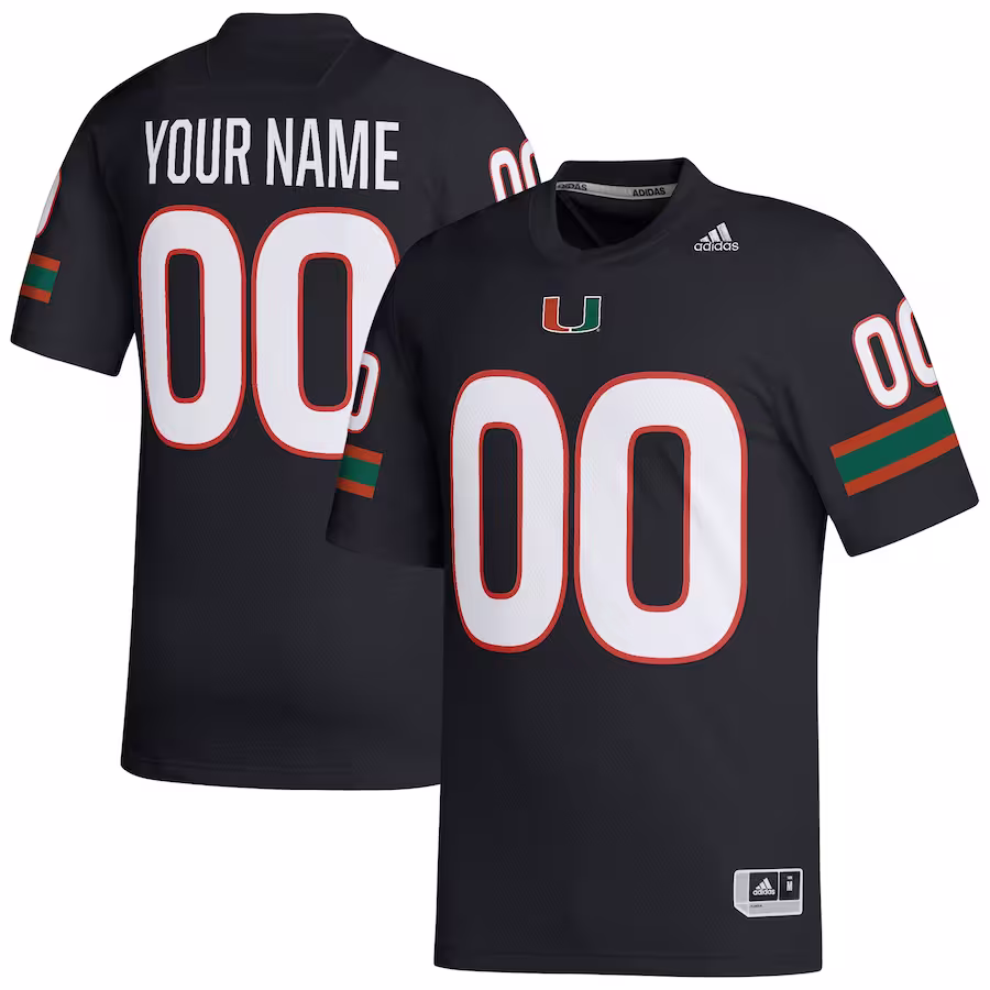 Miami Hurricanes adidas Custom Football Jersey - Black - Puhuasuan