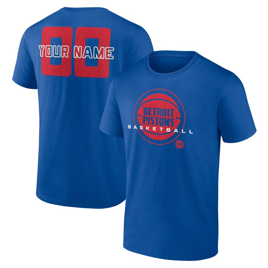 Men's Detroit Pistons Blue Stellar Personalized Name & Number T-Shirt - Puhuasuan