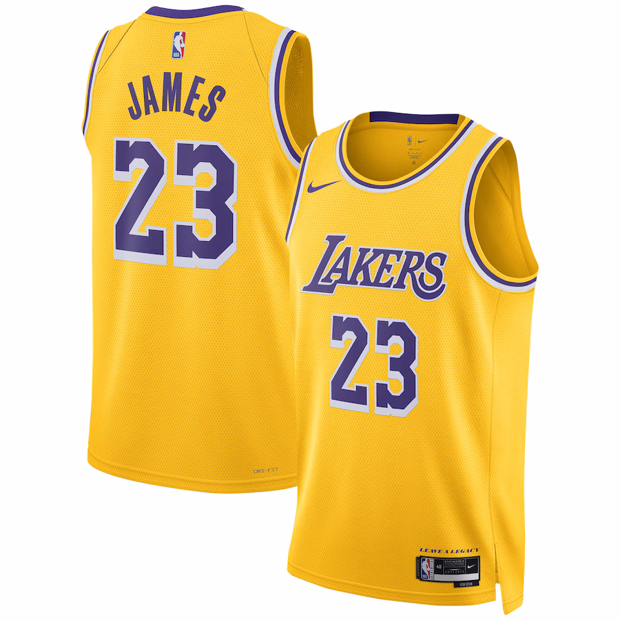 Unisex Los Angeles Lakers LeBron James Nike Gold Swingman Jersey - Icon Edition - Puhuasuan