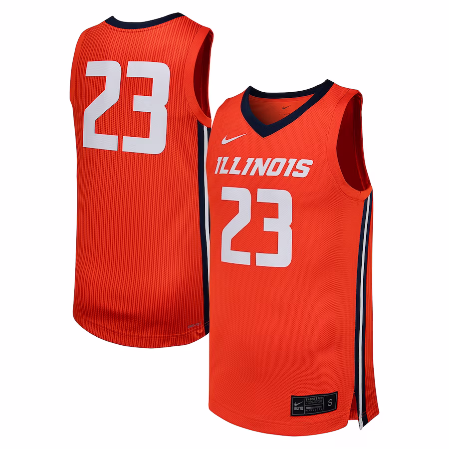 #23 Illinois Fighting Illini Nike Replica Basketball Jersey - Orange - Puhuasuan