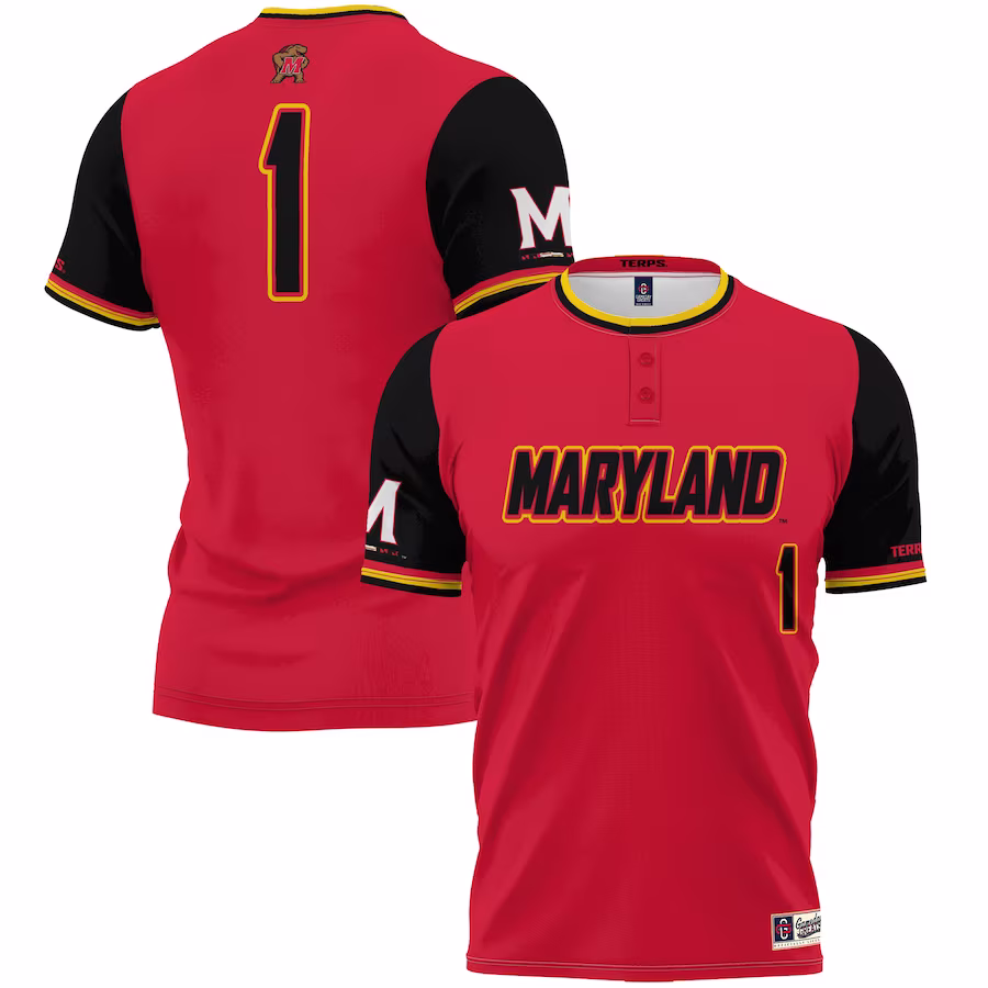 #1 Maryland Terrapins GameDay Greats Youth Lightweight Softball Jersey - Red - Puhuasuan