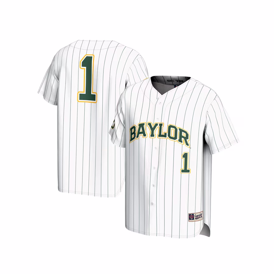 #1 Baylor Bears GameDay Greats Youth Lightweight Baseball Fashion Jersey - White - Puhuasuan