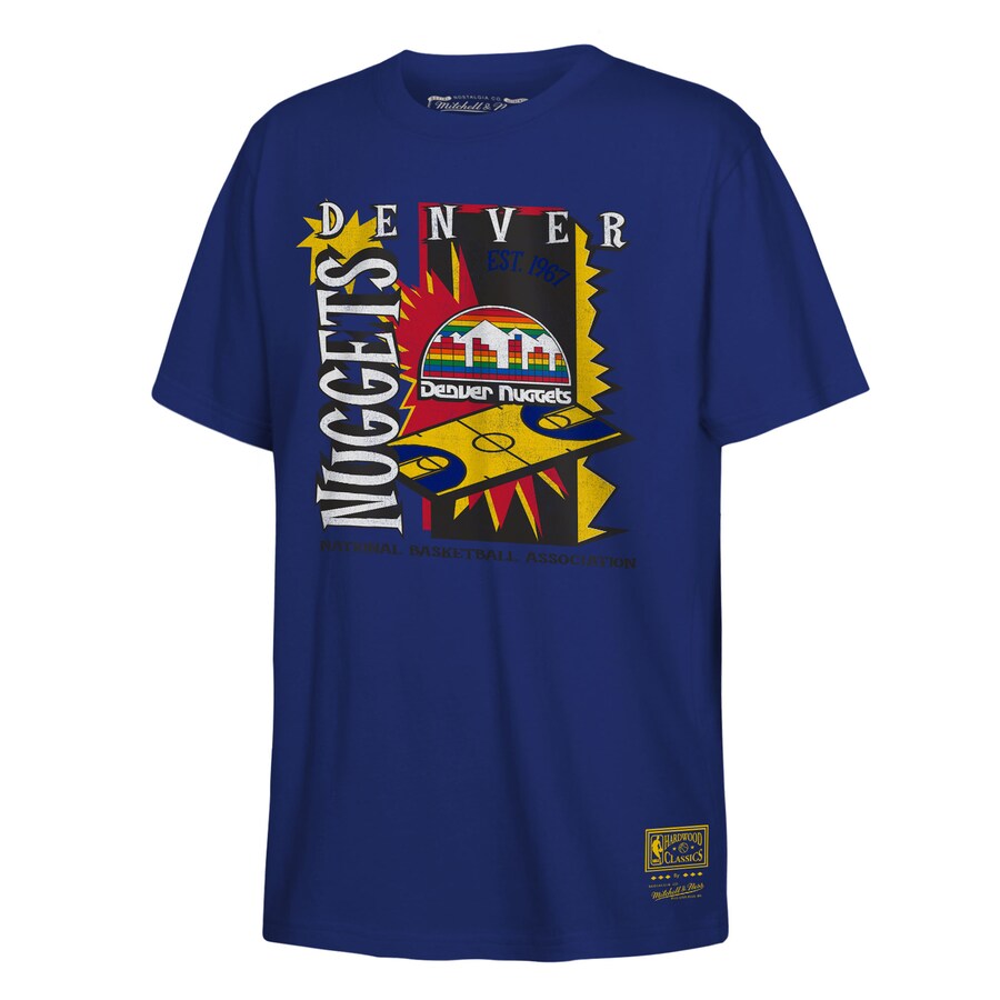 Youth Denver Nuggets Mitchell & Ness Royal Retro '90s Poster T-Shirt - Puhuasuan