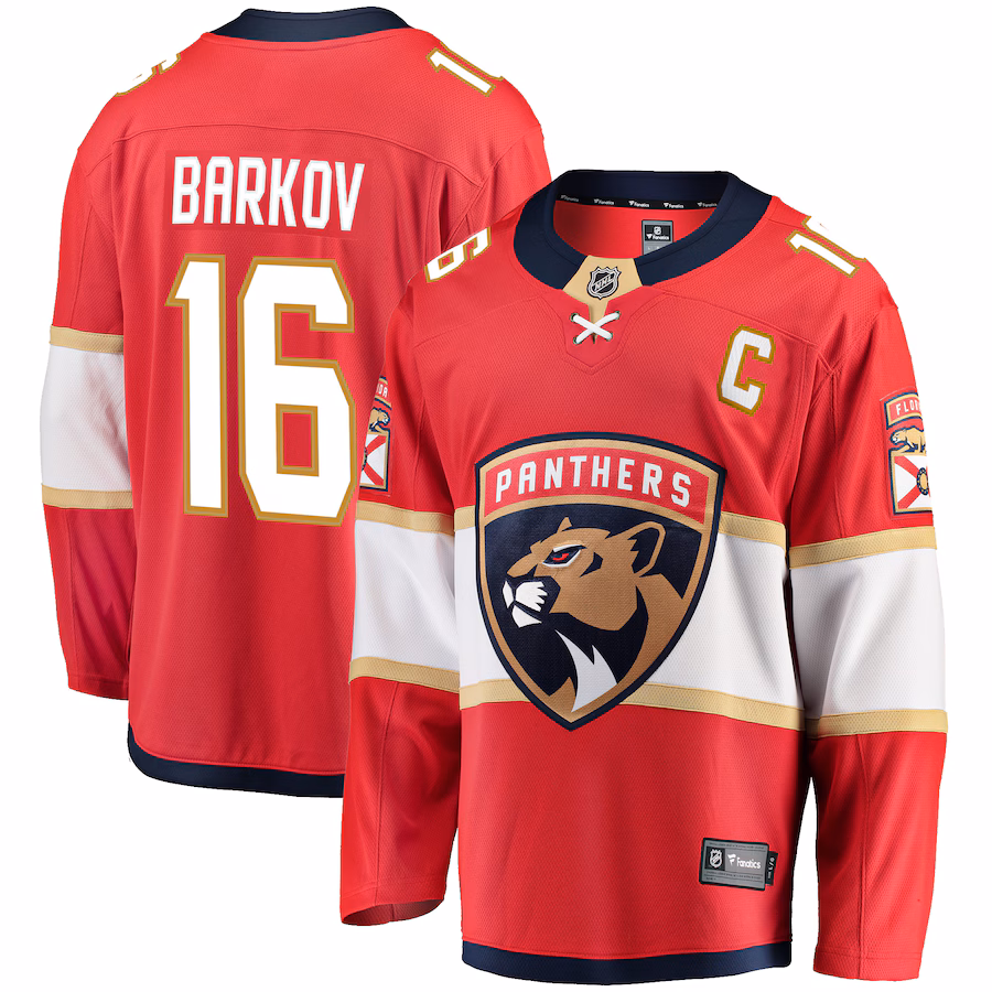 Men's Florida Panthers Aleksander Barkov Fanatics Red Captain Patch Home Breakaway Jersey - Puhuasuan