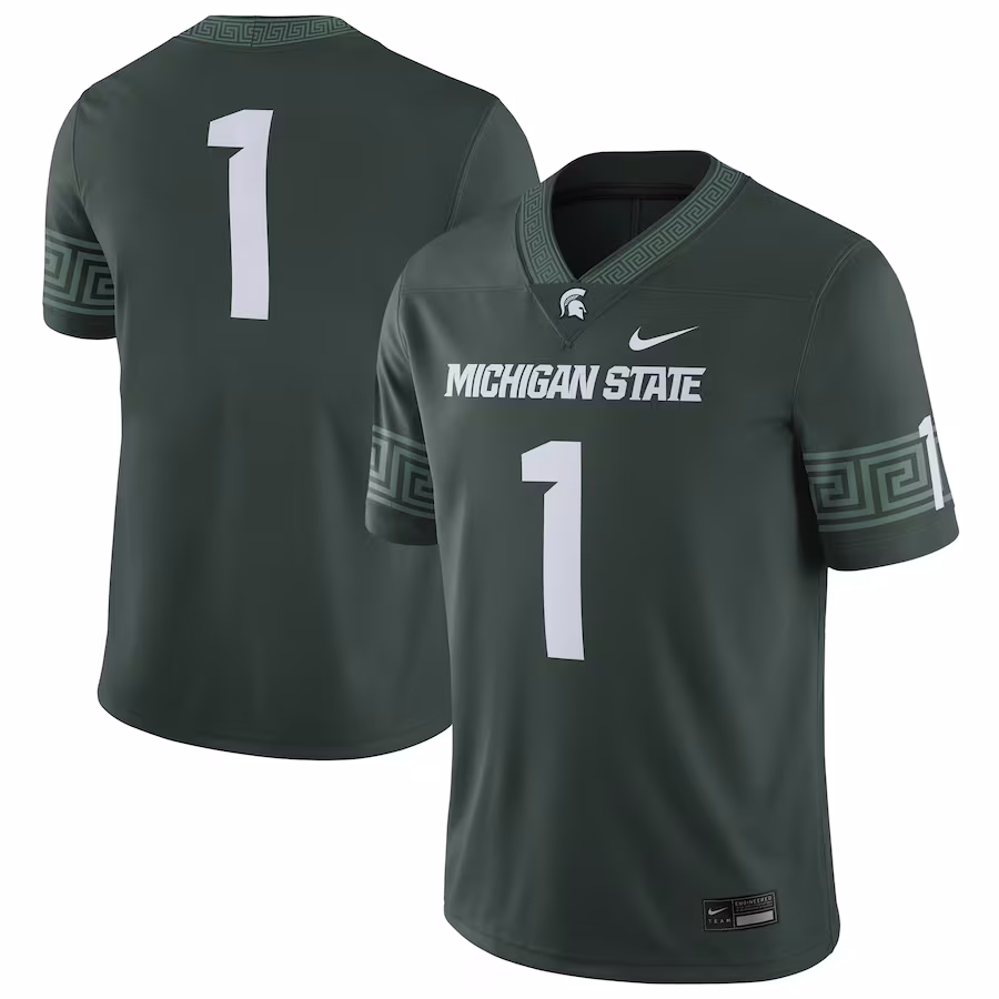 Men's Nike #1 Green Michigan State Spartans Football Game Jersey - Puhuasuan