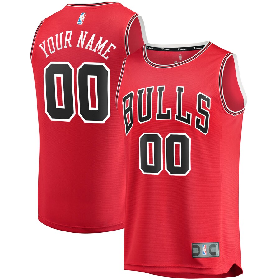 Men's Chicago Bulls Fanatics Red Fast Break Custom Replica Jersey - Icon Edition - Puhuasuan