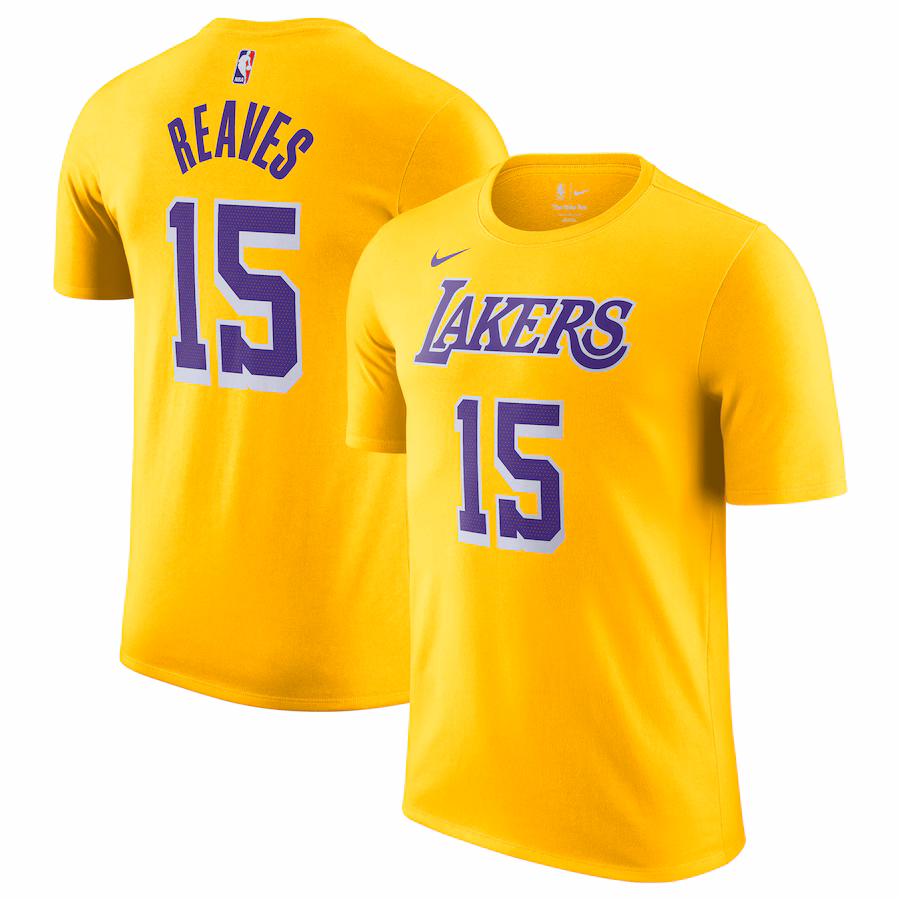Men's Los Angeles Lakers Austin Reaves Nike Gold Icon Edition Name & Number T-Shirt - Puhuasuan