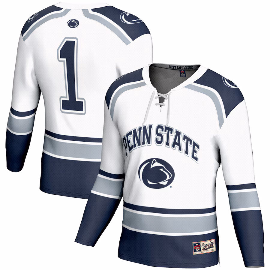 Men's GameDay Greats #1 White Penn State Nittany Lions Hockey Jersey - Puhuasuan