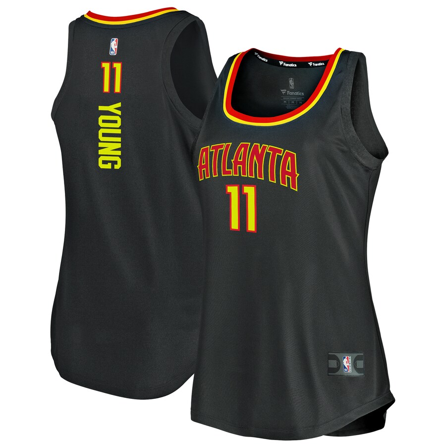 Women's Atlanta Hawks Trae Young Fanatics Black Fast Break Tank Jersey - Icon Edition - Puhuasuan