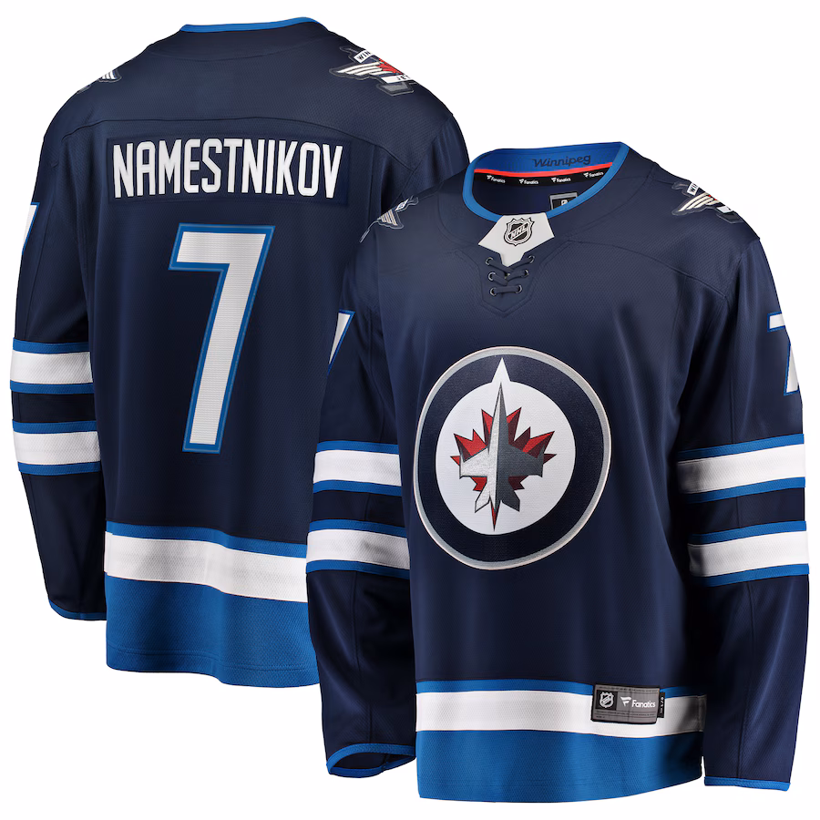 Men's Winnipeg Jets Vladislav Namestnikov Fanatics Navy Home Premier Breakaway Player Jersey - Puhuasuan