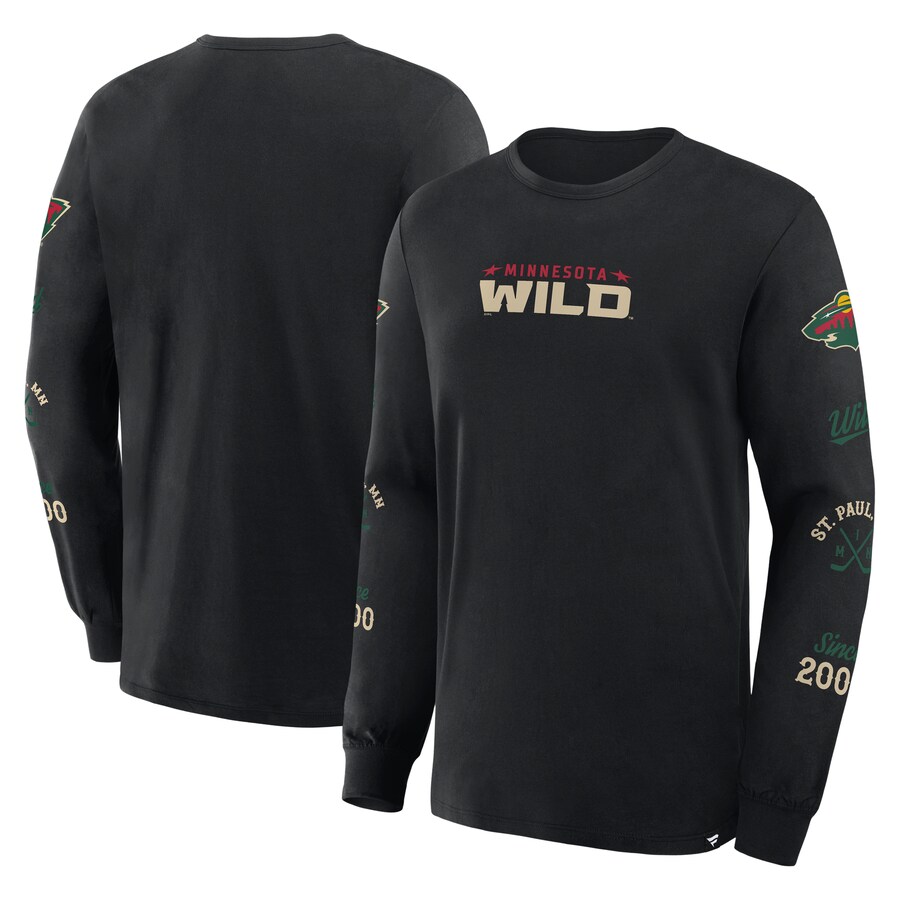 Men's Minnesota Wild Fanatics Black Boxed In Legacy Long Sleeve T-Shirt - Puhuasuan