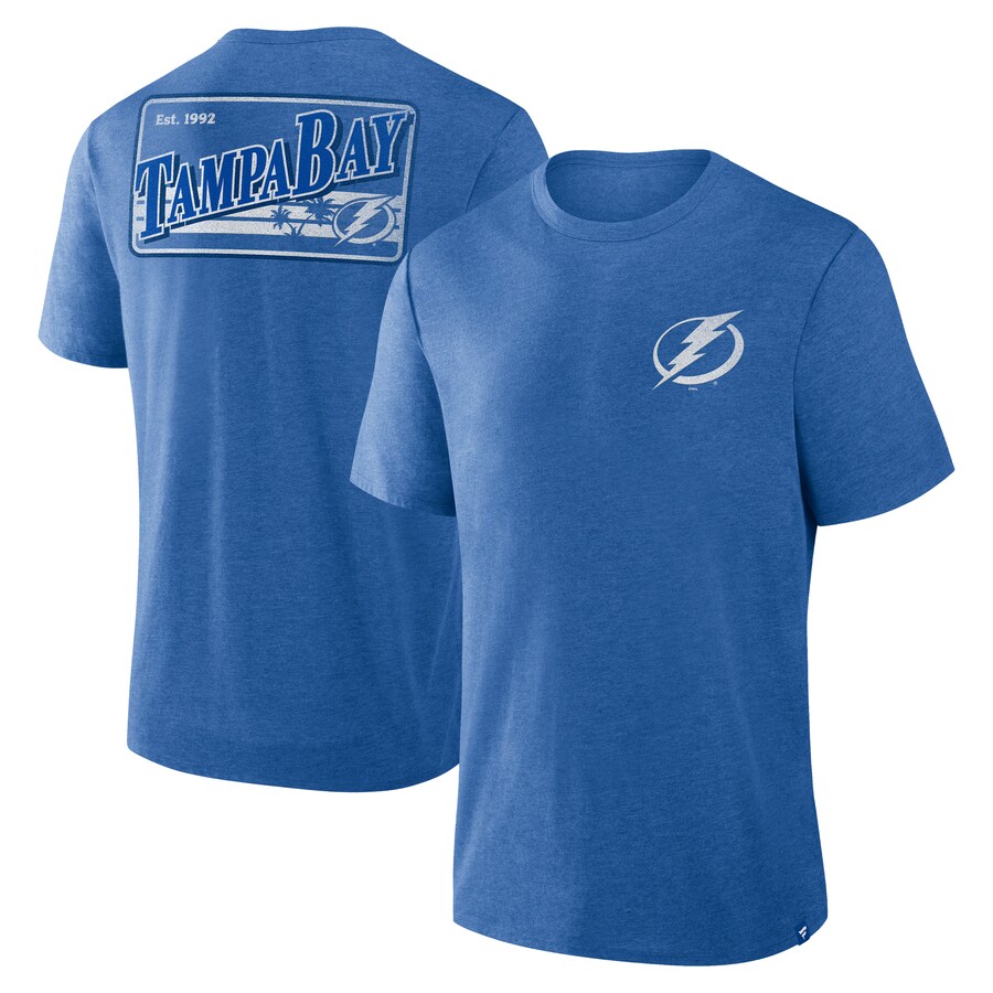 Men's Tampa Bay Lightning Fanatics Heather Blue Fan Lanes Tri-Blend T-Shirt - Puhuasuan