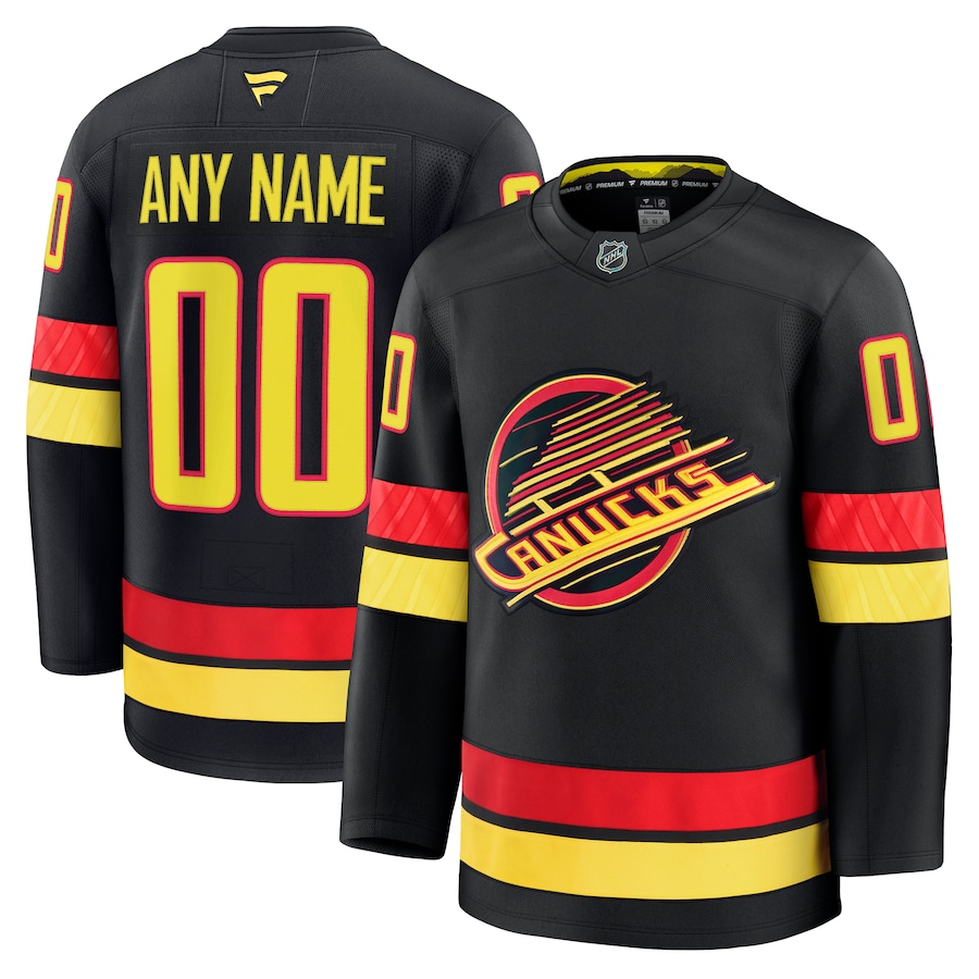 Men's Vancouver Canucks Fanatics Black Alternate Premium Custom Jersey - Puhuasuan