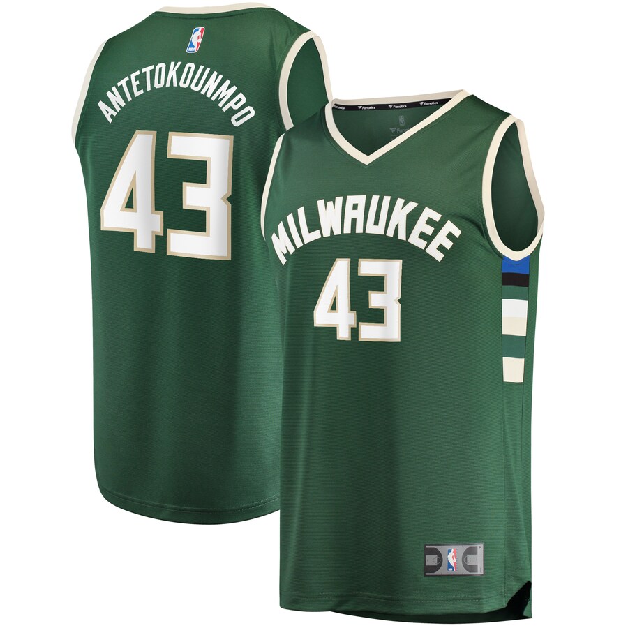Men's Milwaukee Bucks Thanasis Antetokounmpo Fanatics Hunter Green Fast Break Replica Player Jersey - Icon Edition - Puhuasuan