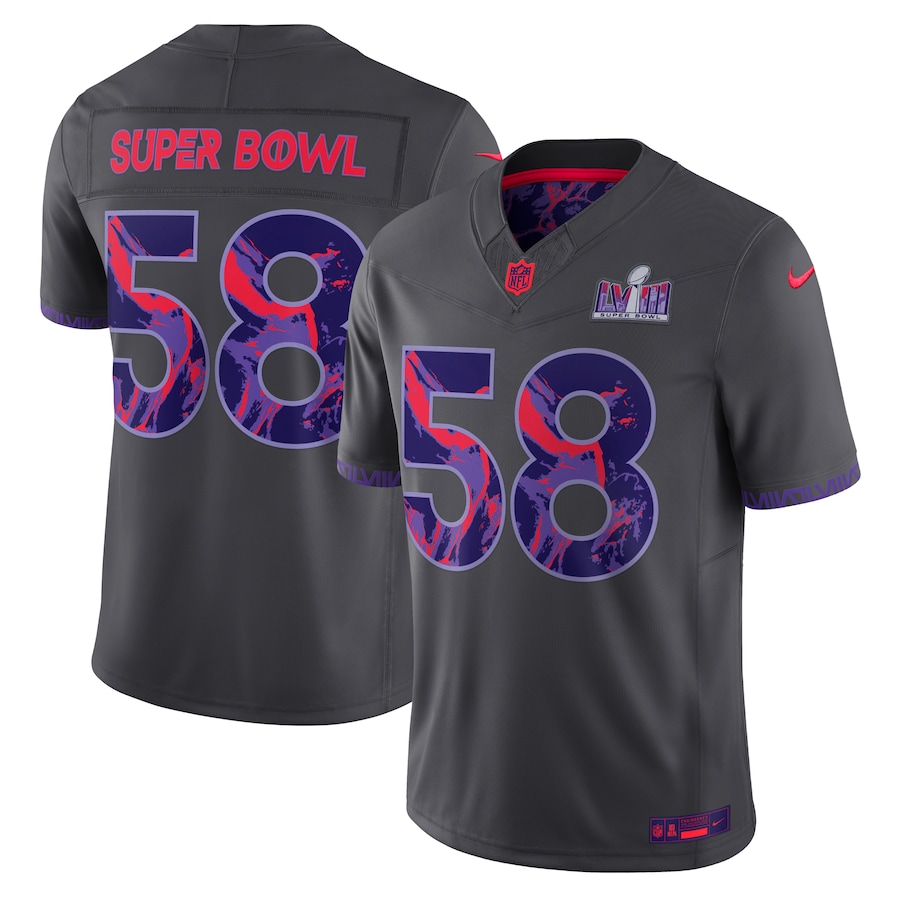 Men's Super Bowl LVIII Nike Anthracite Limited Jersey - Puhuasuan
