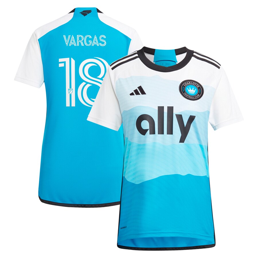 Women's Charlotte FC Kerwin Vargas adidas Blue 2024 The Carolina Kit: Explore Replica Player Jersey - Puhuasuan