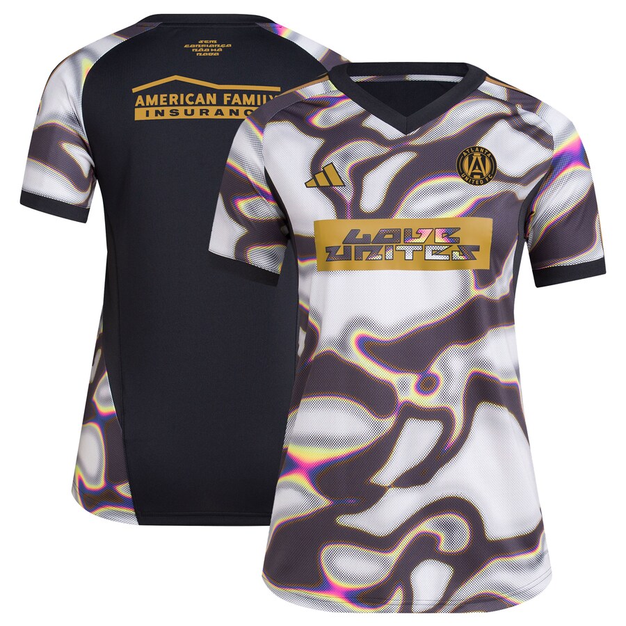Women's Atlanta United FC adidas Black 2024 Pride Pre-Match Top - Puhuasuan