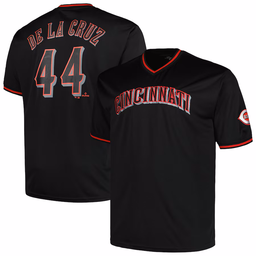 Men's Cincinnati Reds Elly De La Cruz Profile Black Big & Tall Pop Fashion Player Jersey - Puhuasuan