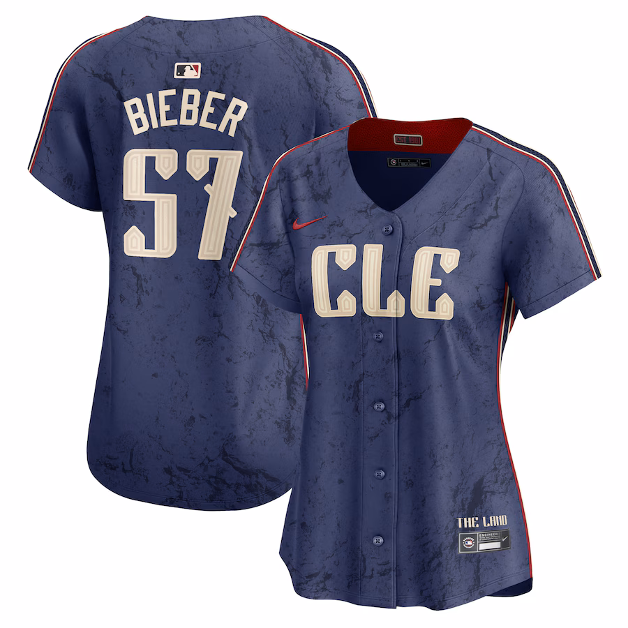 Women's Cleveland Guardians Shane Bieber Nike Navy 2024 City Connect Limited Jersey - Puhuasuan